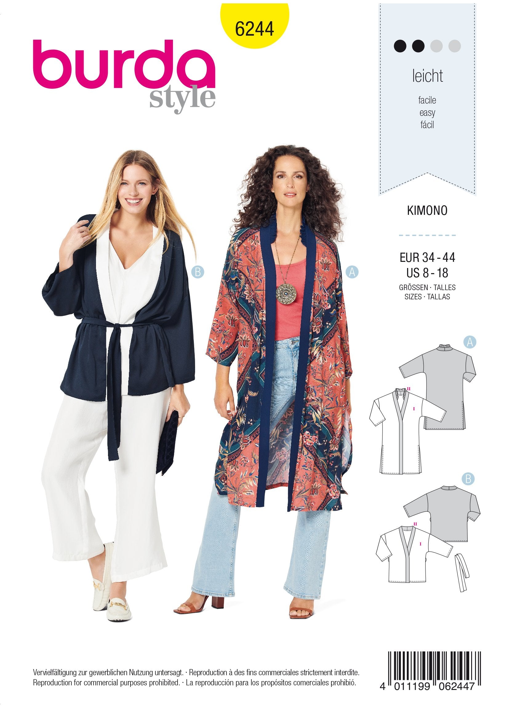 Burda Pattern 6244  Kimono – Coat – Jacket from Jaycotts Sewing Supplies