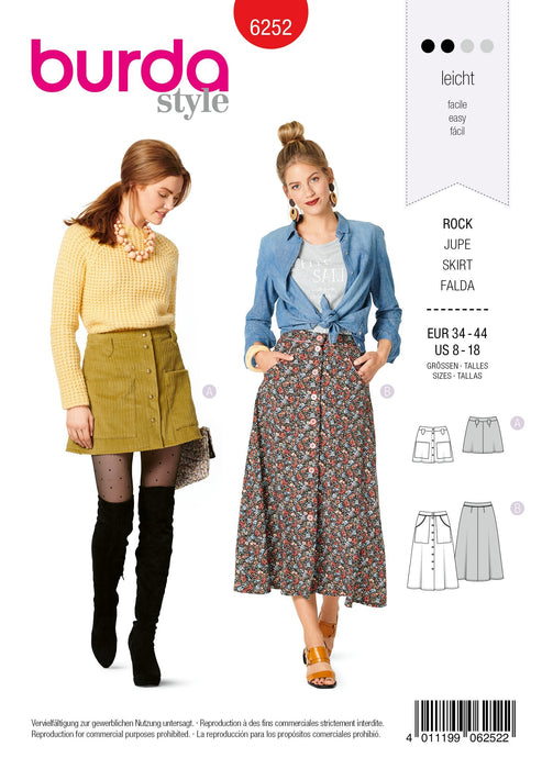 6252 Burda Sewing Pattern |   SKIRTS from Jaycotts Sewing Supplies