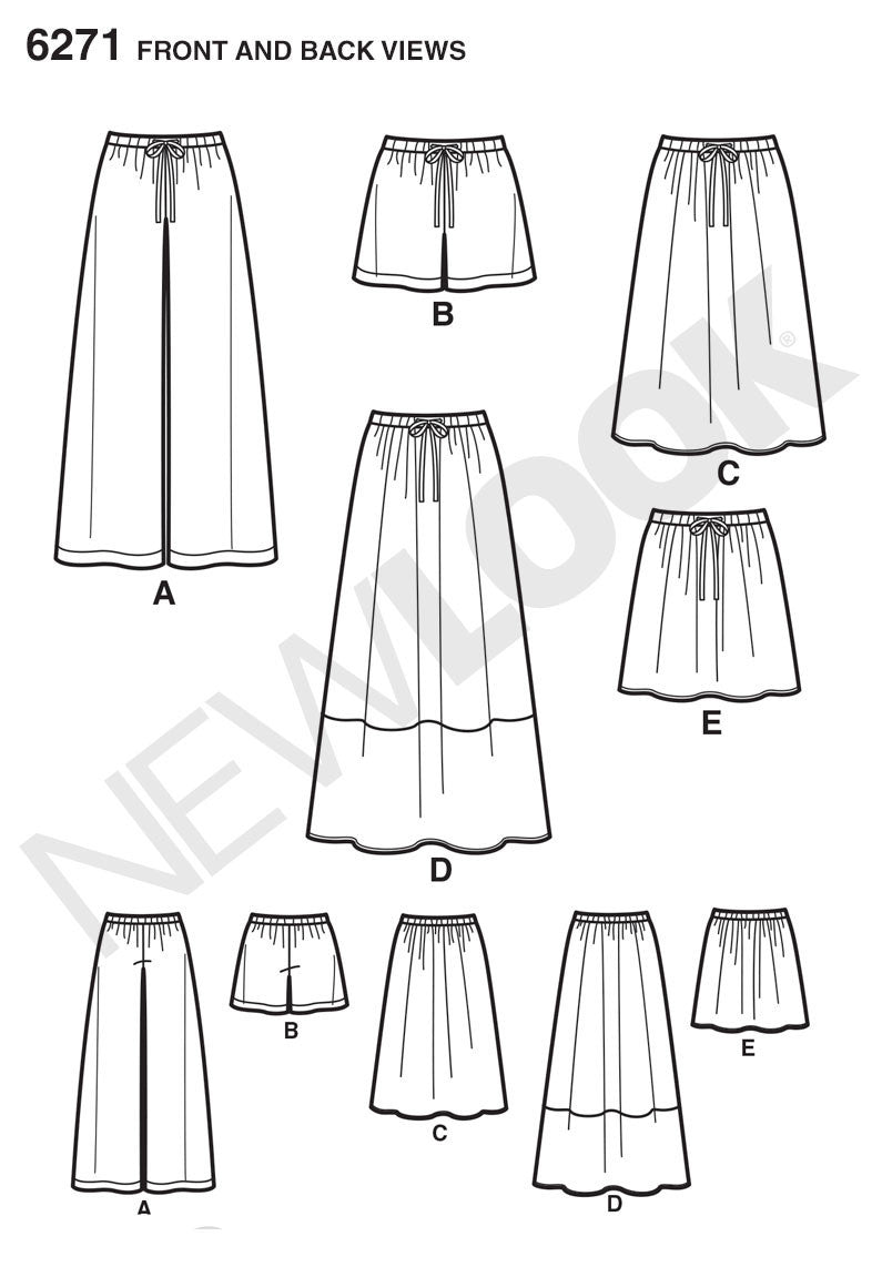 NL6271 Misses' Skirt in Three Lengths & Pants or Shorts from Jaycotts Sewing Supplies