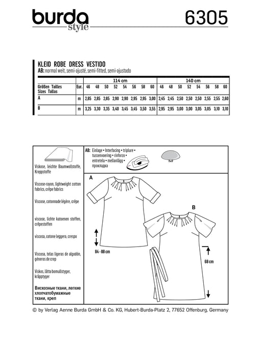 BD6305 Women's top and dress sewing pattern from Jaycotts Sewing Supplies