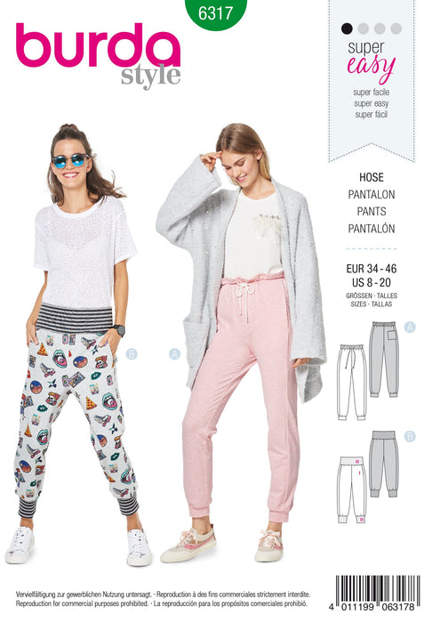 BD6317 Misses' Jogging pants sewing pattern from Jaycotts Sewing Supplies