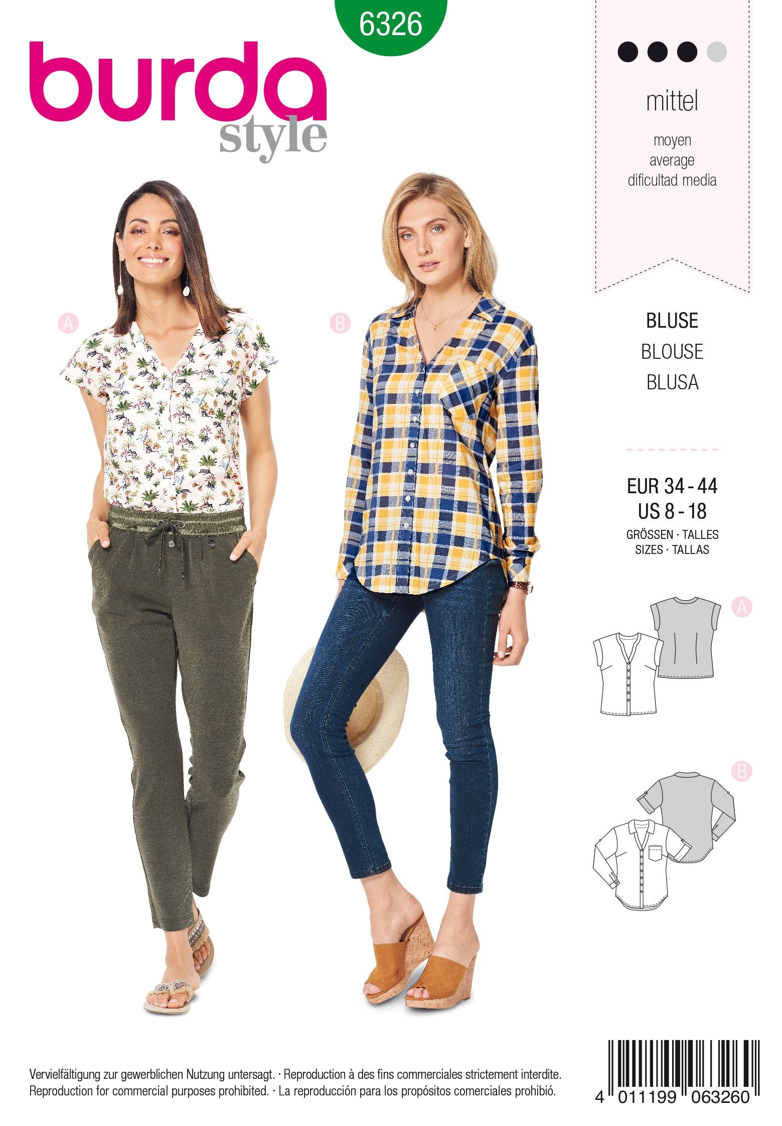 BD6326 Misses' shirt with v neck sewing pattern from Jaycotts Sewing Supplies