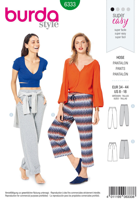 BD6333 Misses' jogging pants sewing pattern from Jaycotts Sewing Supplies