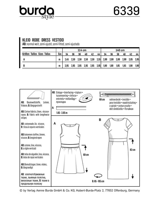 BD6339 Dresses with waistband sewing pattern from Jaycotts Sewing Supplies