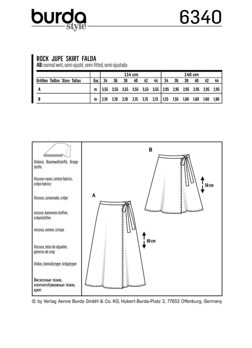 BD6340 Misses' wrap skirt sewing pattern from Jaycotts Sewing Supplies