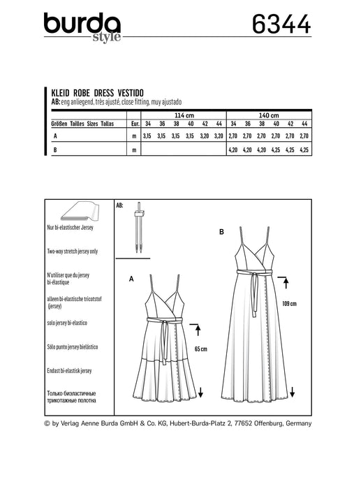 BD6344 Misses' wrap dress sewing pattern from Jaycotts Sewing Supplies