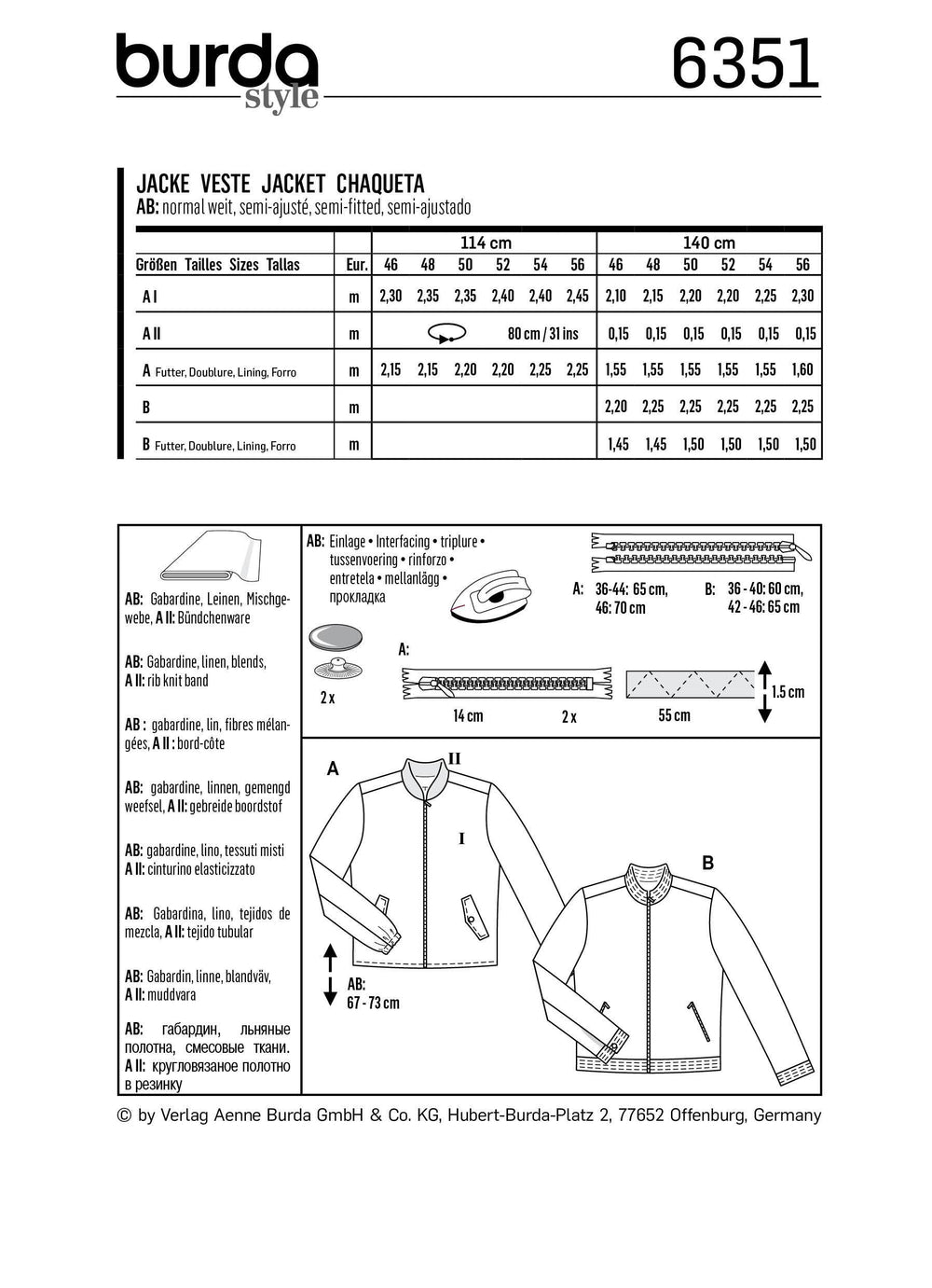 BD6351 Men's jacket sewing pattern from Jaycotts Sewing Supplies