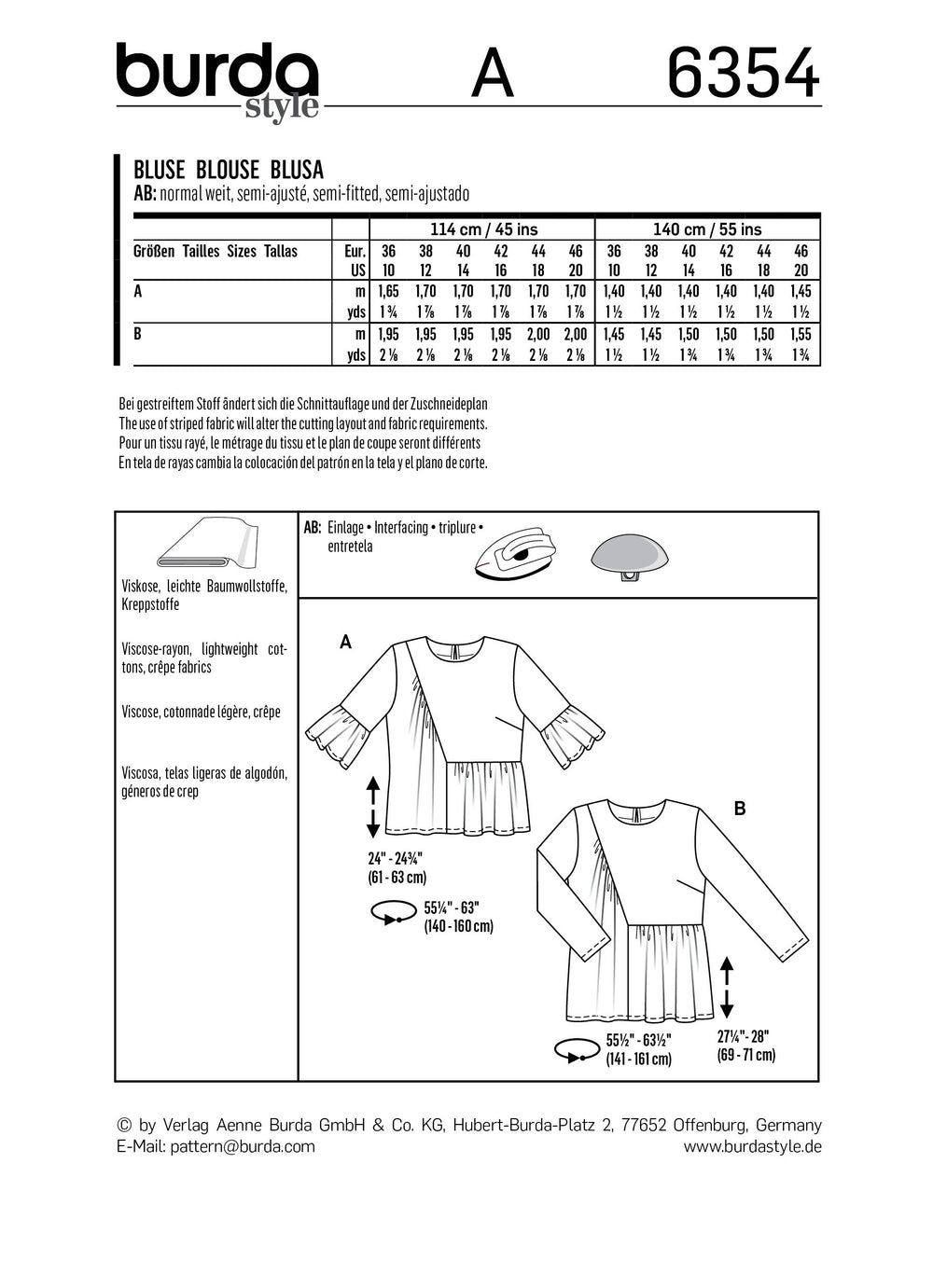 BD6354 Women's Blouse pattern from Jaycotts Sewing Supplies
