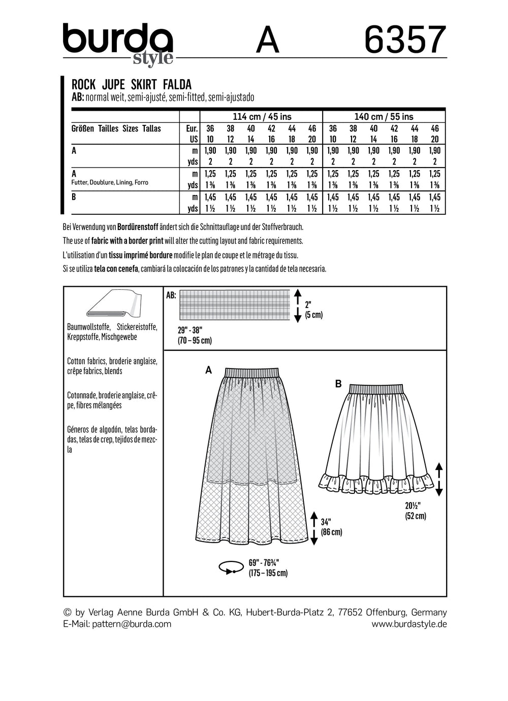 BD6357 Women's Skirt pattern from Jaycotts Sewing Supplies