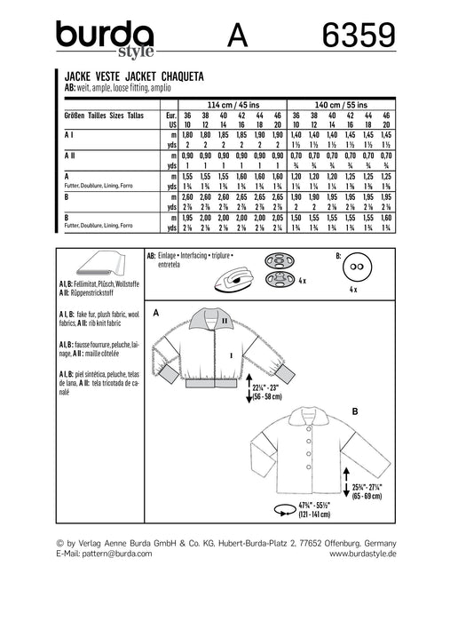 BD6359 Women's Fake Fur Coat pattern from Jaycotts Sewing Supplies