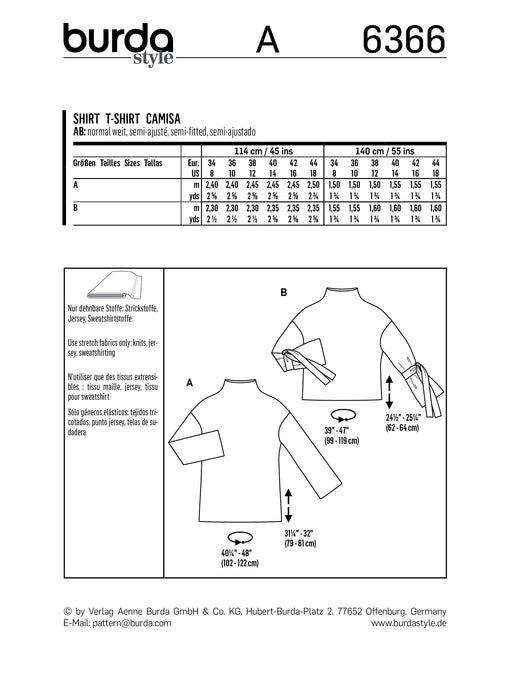 BD6366 Women's Easy Tops pattern from Jaycotts Sewing Supplies