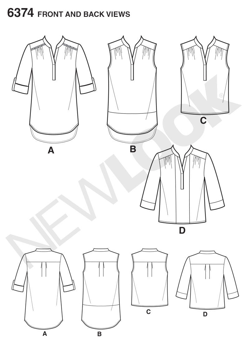 NL6374 Misses' Shirts with Sleeve and Length Options from Jaycotts Sewing Supplies
