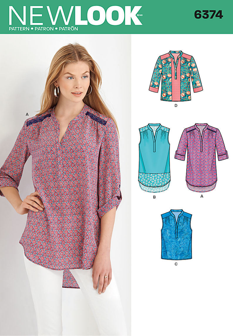 NL6374 Misses' Shirts with Sleeve and Length Options from Jaycotts Sewing Supplies