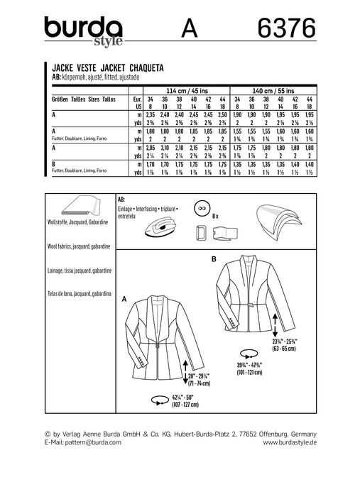 BD6376 Women's Blazers Pattern from Jaycotts Sewing Supplies