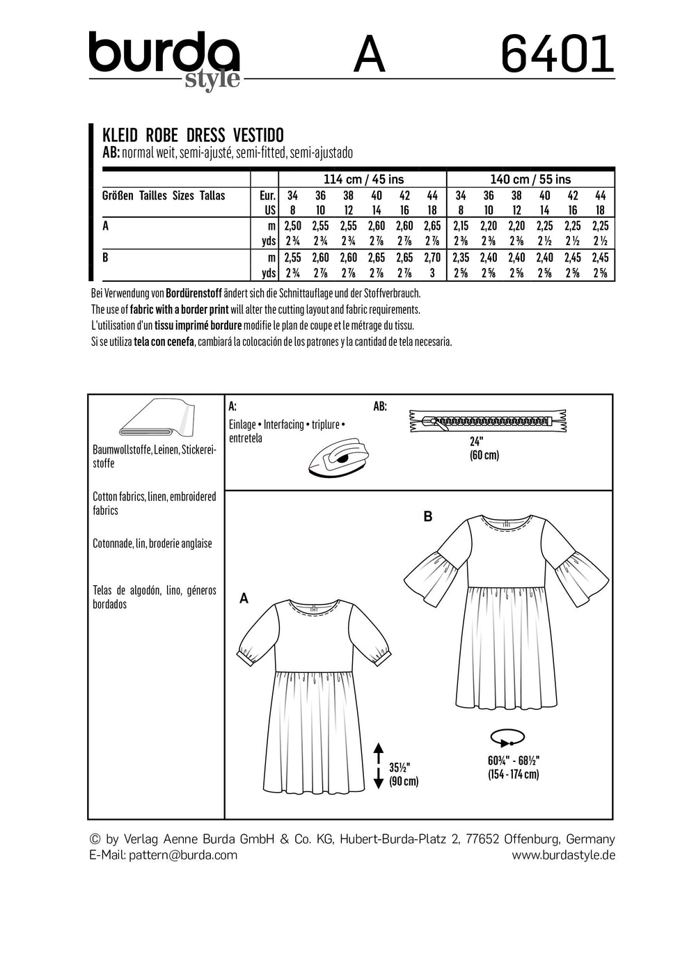 BD6401 Women's Swing Dress with Sleeve Variations from Jaycotts Sewing Supplies