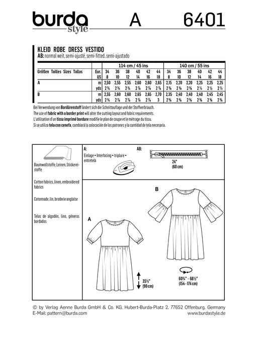 BD6401 Women's Swing Dress with Sleeve Variations from Jaycotts Sewing Supplies