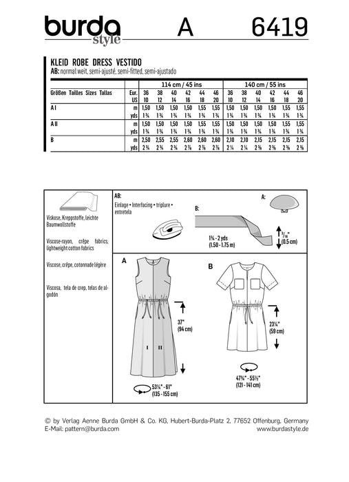 BD6419 Dress Pattern | Short Sleeves from Jaycotts Sewing Supplies