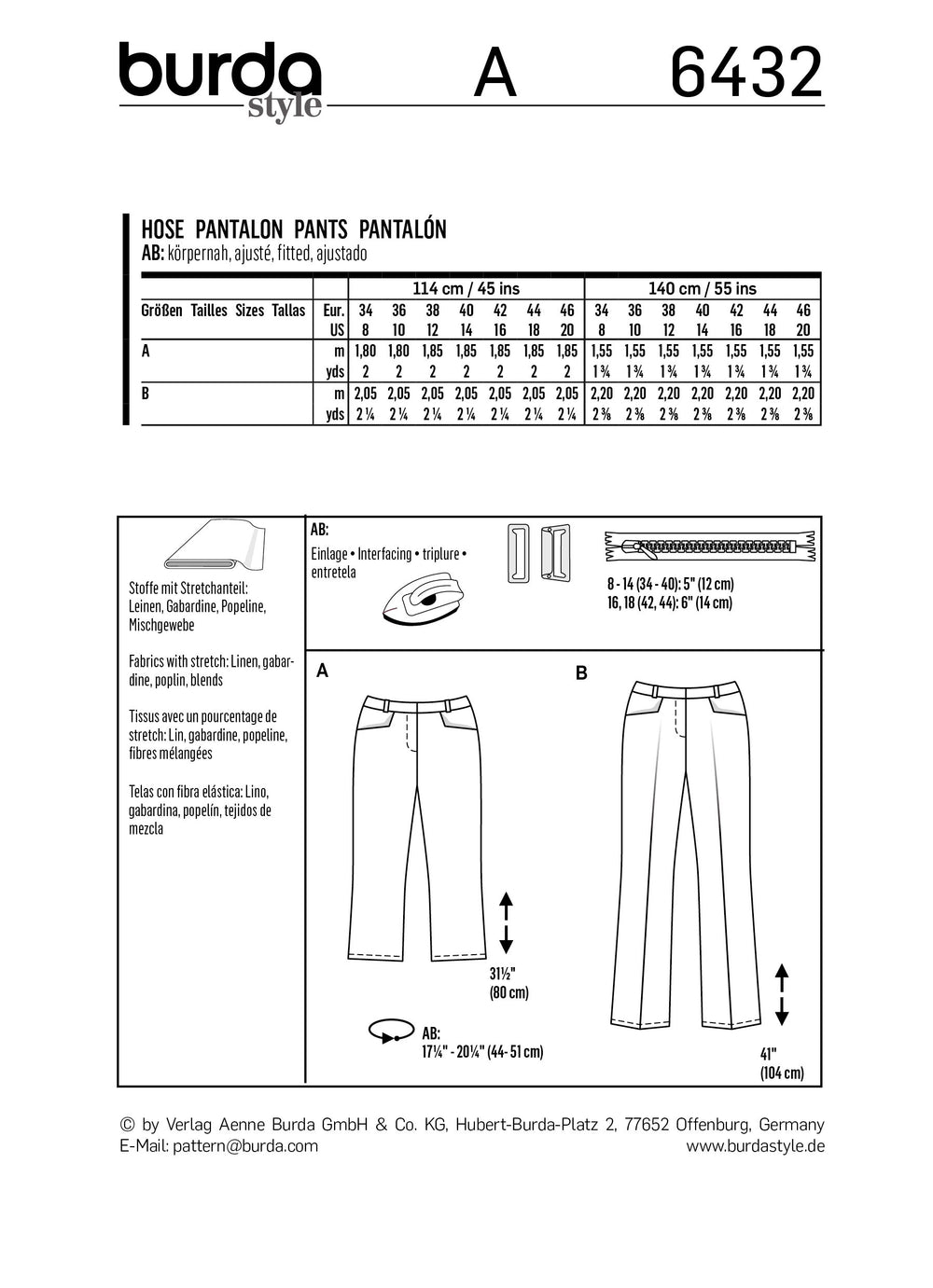 BD6432 Women's Dress Trousers Pattern from Jaycotts Sewing Supplies
