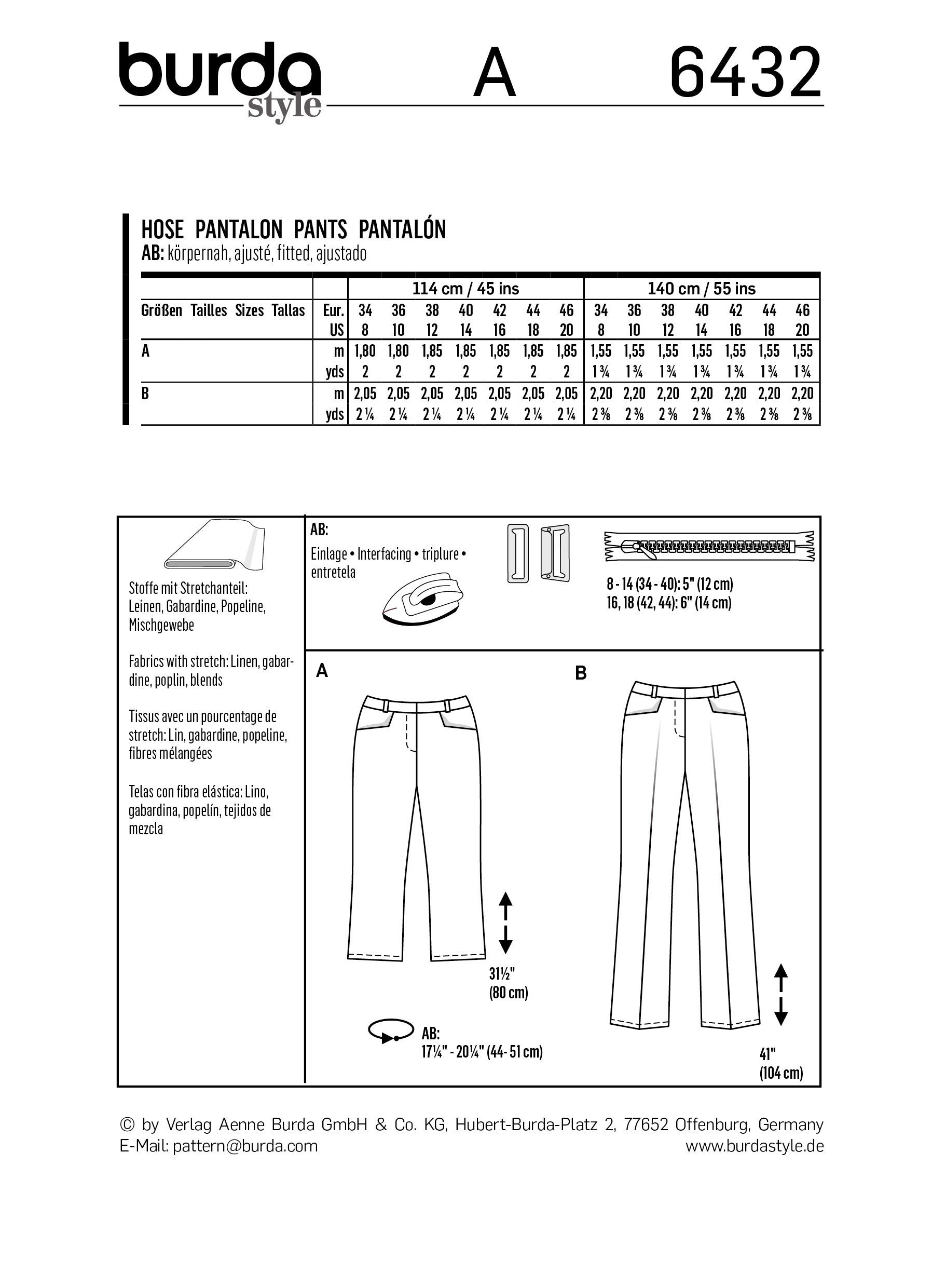 BD6432 Women's Dress Trousers Pattern from Jaycotts Sewing Supplies