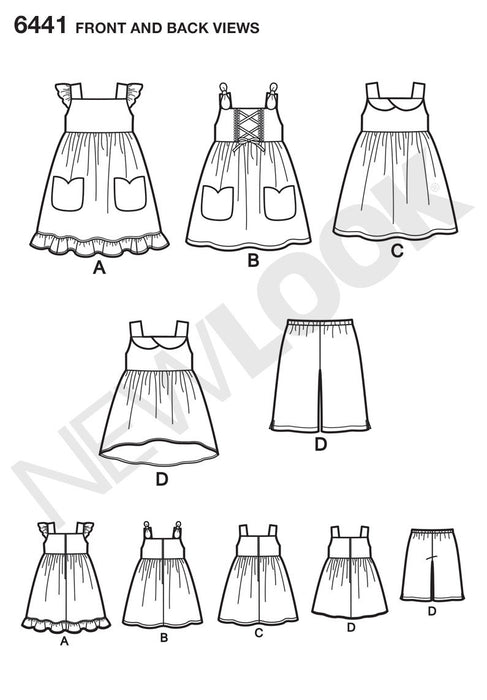 NL6441 Toddlers' Easy Dresses, Top and Cropped Pants from Jaycotts Sewing Supplies