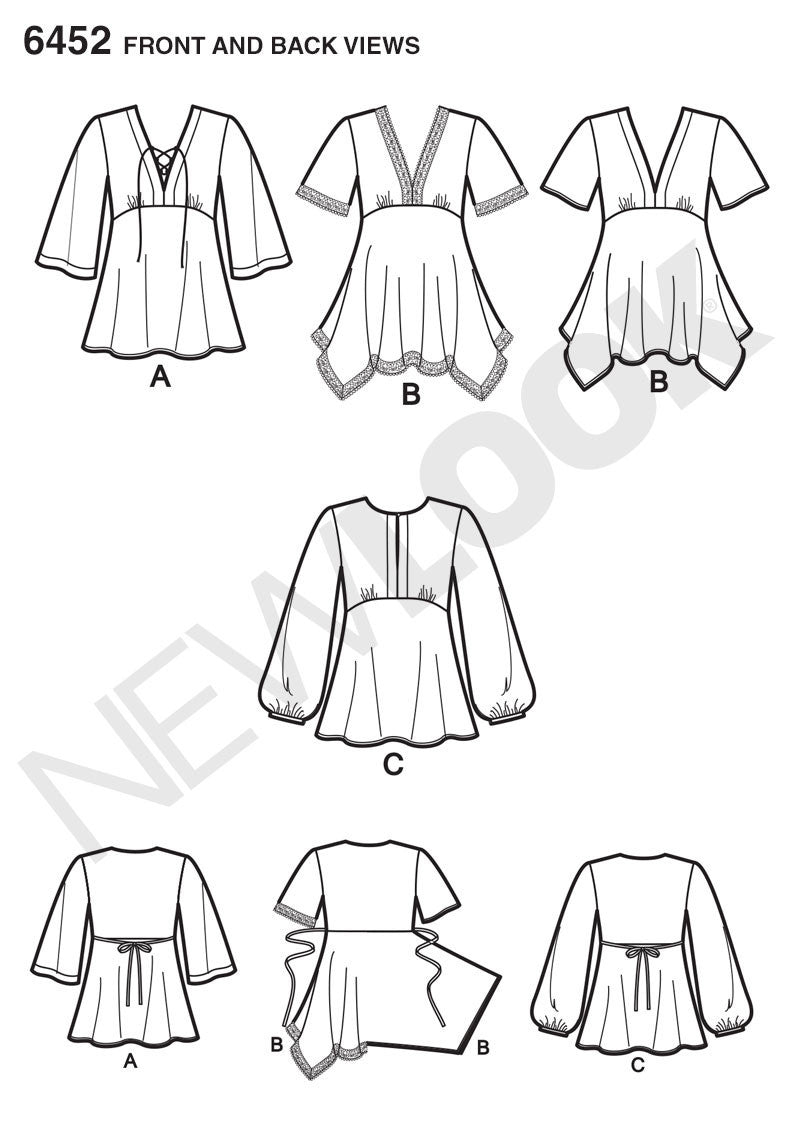 NL6452 Misses' Tops with Bodice and Hemline Variations from Jaycotts Sewing Supplies