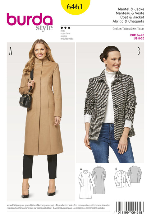 BD6461 Women’s Coats | Burda Style Pattern from Jaycotts Sewing Supplies