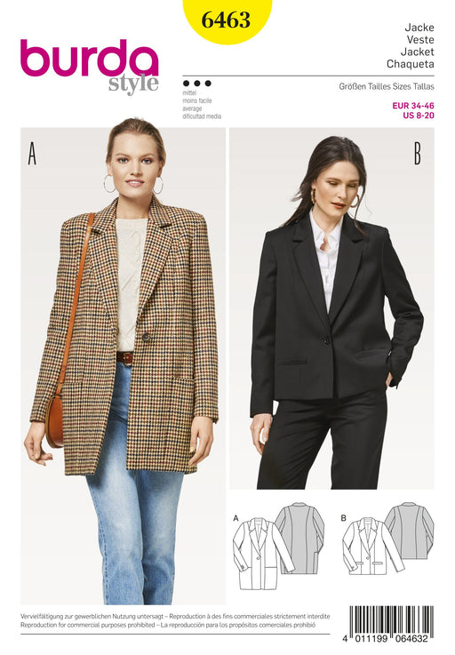 BD6463 Women’s Blazer | Burda Style Pattern from Jaycotts Sewing Supplies