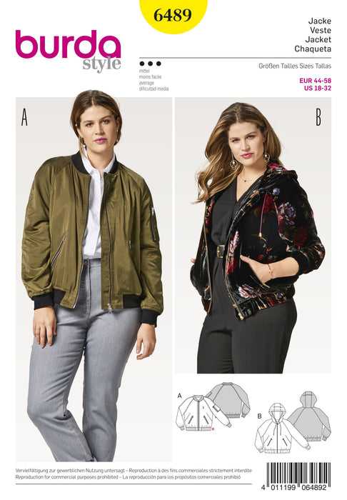 BD6489 Women’s Hooded Jacket | Burda Style Pattern from Jaycotts Sewing Supplies