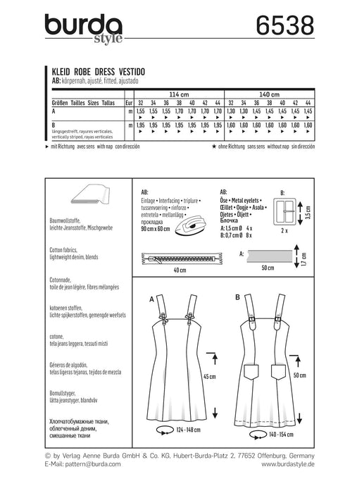 Burda Style Pattern BD6538 Misses' Strappy Dress from Jaycotts Sewing Supplies