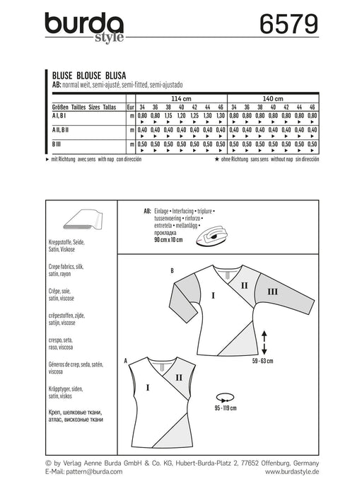 BD6579 Burda Style Pattern 6579 Blouse from Jaycotts Sewing Supplies