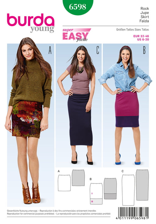 BD6598 Burda Style Pattern 6598 Skirt from Jaycotts Sewing Supplies