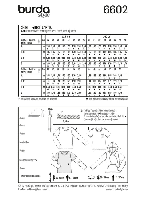 BD6602 Burda Style Pattern 6602 Hoody from Jaycotts Sewing Supplies