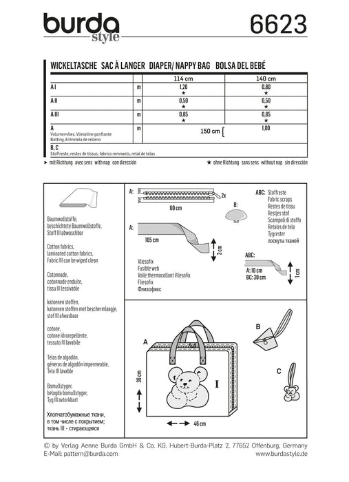 BD6623 Burda Style Pattern 6623 changing bag from Jaycotts Sewing Supplies