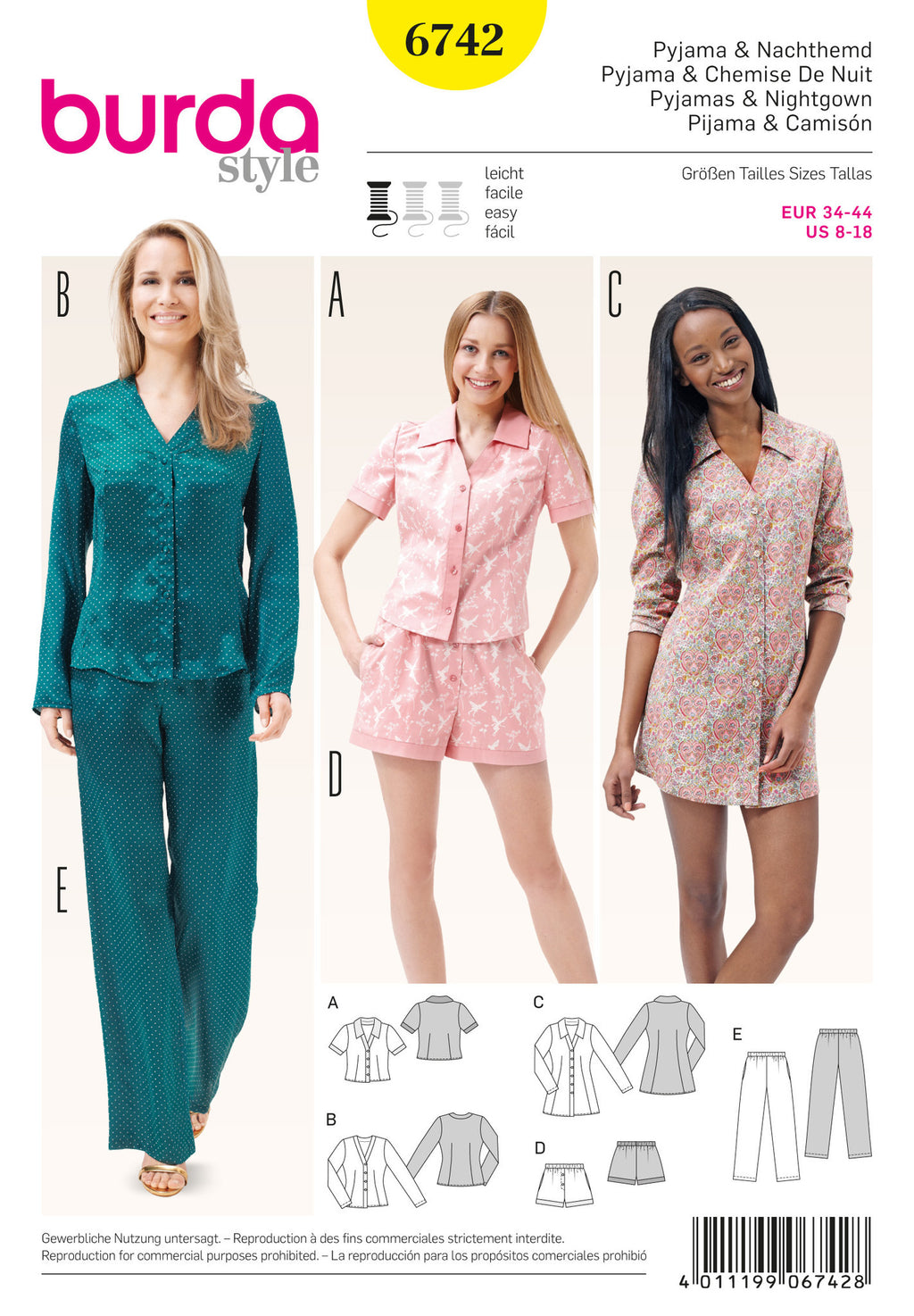 Sewing Patterns | Sleepwear | Pyjamas | Gowns / Robes — jaycotts.co.uk ...