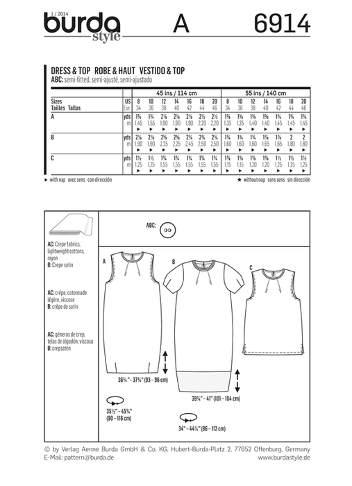 BD6914 Dress & Top | Easy from Jaycotts Sewing Supplies