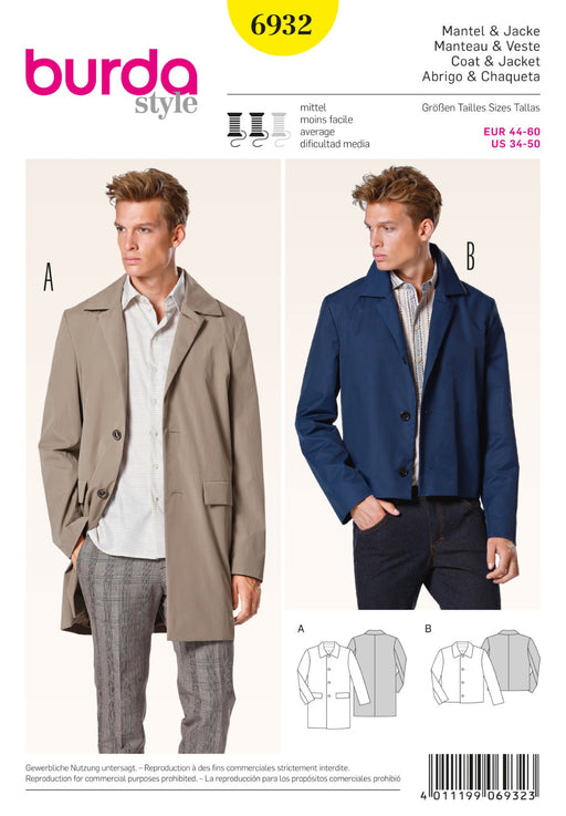 BD6932 Men's Coat & Jacket | Average from Jaycotts Sewing Supplies
