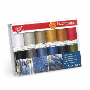 Gutermann Professional Jeans Thread | Set of 12 from Jaycotts Sewing Supplies