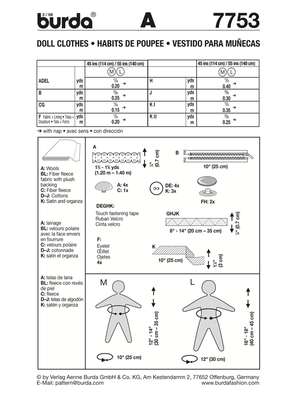 BD7753 Doll Outfits | Easy from Jaycotts Sewing Supplies