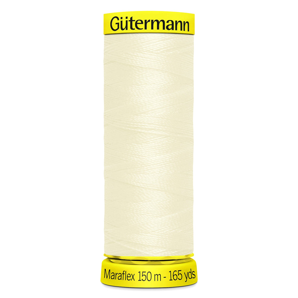 Gutermann Maraflex Stretchy Sewing Thread 150m colour 1 Cream from Jaycotts Sewing Supplies