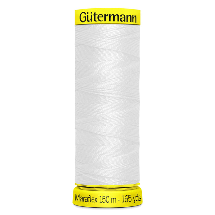 Gutermann Maraflex Stretchy Sewing Thread 150m colour WHITE from Jaycotts Sewing Supplies