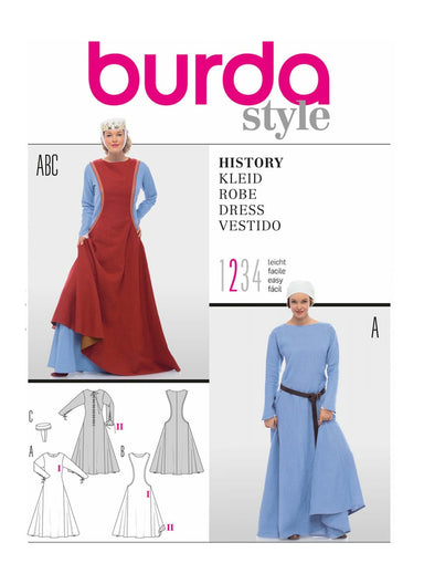 Burda 7977 Medieval Dress Costume Pattern from Jaycotts Sewing Supplies