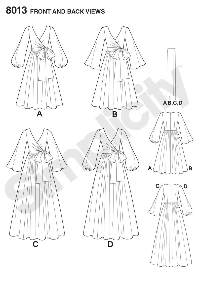 Simplicity Pattern 8013 Misses' Vintage 1970s Dresses from Jaycotts Sewing Supplies