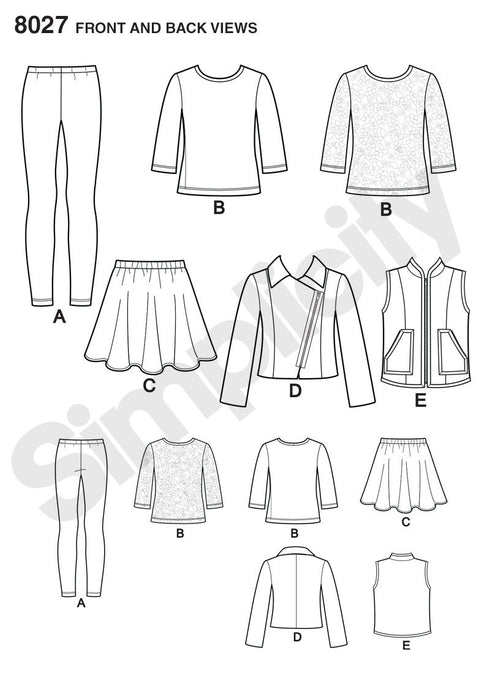 Simplicity Pattern 8027  skater skirt and pull on leggings from Jaycotts Sewing Supplies