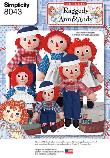 Simplicity Pattern 8043  Raggedy Ann & Andy Dolls from Jaycotts Sewing Supplies