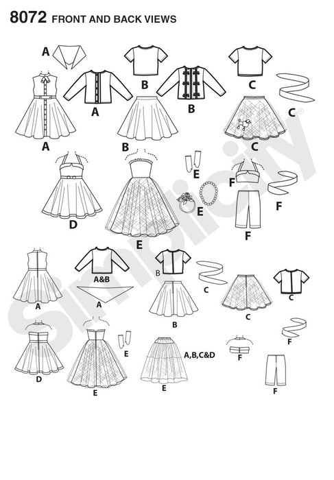 Simplicity 8072 pattern for 18" dolls from Jaycotts Sewing Supplies