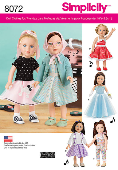 Simplicity 8072 pattern for 18" dolls from Jaycotts Sewing Supplies