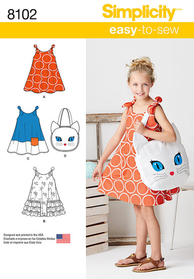 Simplicity Pattern 8102 Childs Sundress and tote bag from Jaycotts Sewing Supplies
