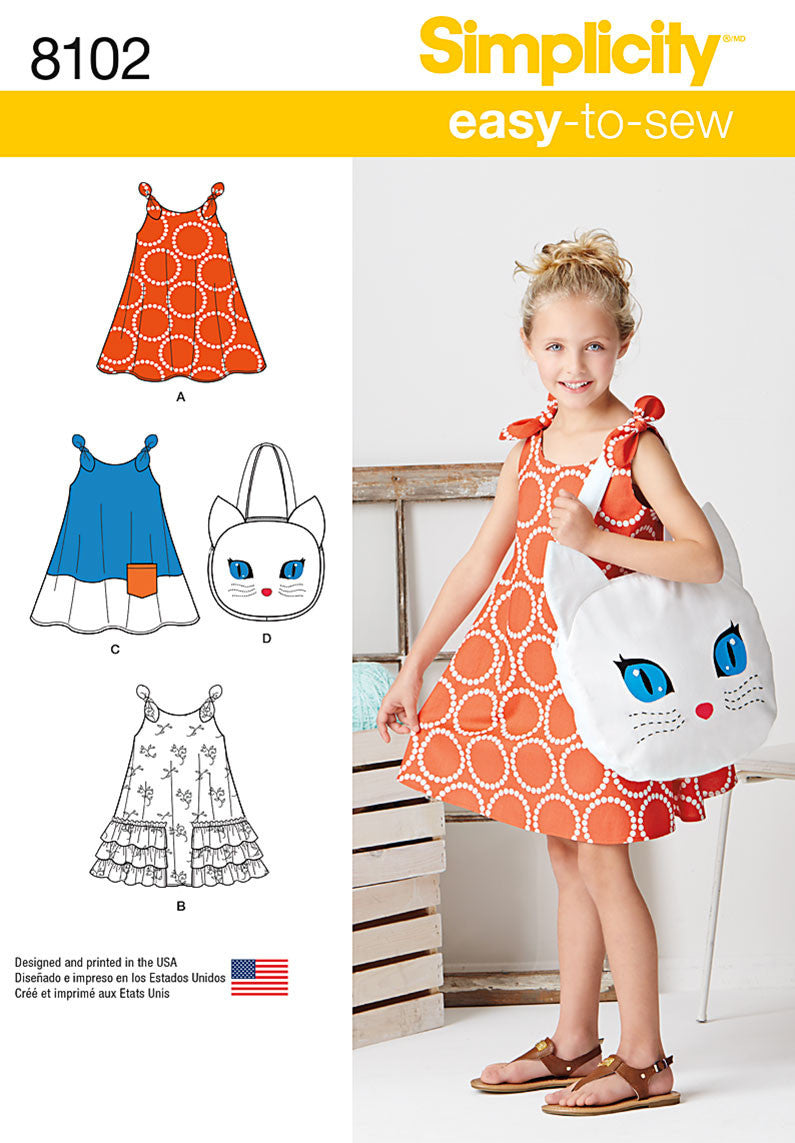 Simplicity Pattern 8102 Childs Sundress and tote bag from Jaycotts Sewing Supplies