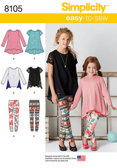 Simplicity Pattern 8105 Easy-to-Sew knit tunic + leggings from Jaycotts Sewing Supplies