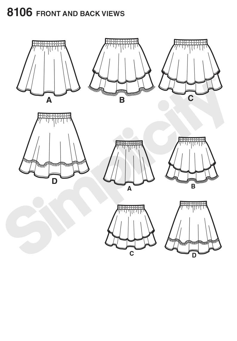 Simplicity Pattern 8106 Childs skirt pattern from Jaycotts Sewing Supplies